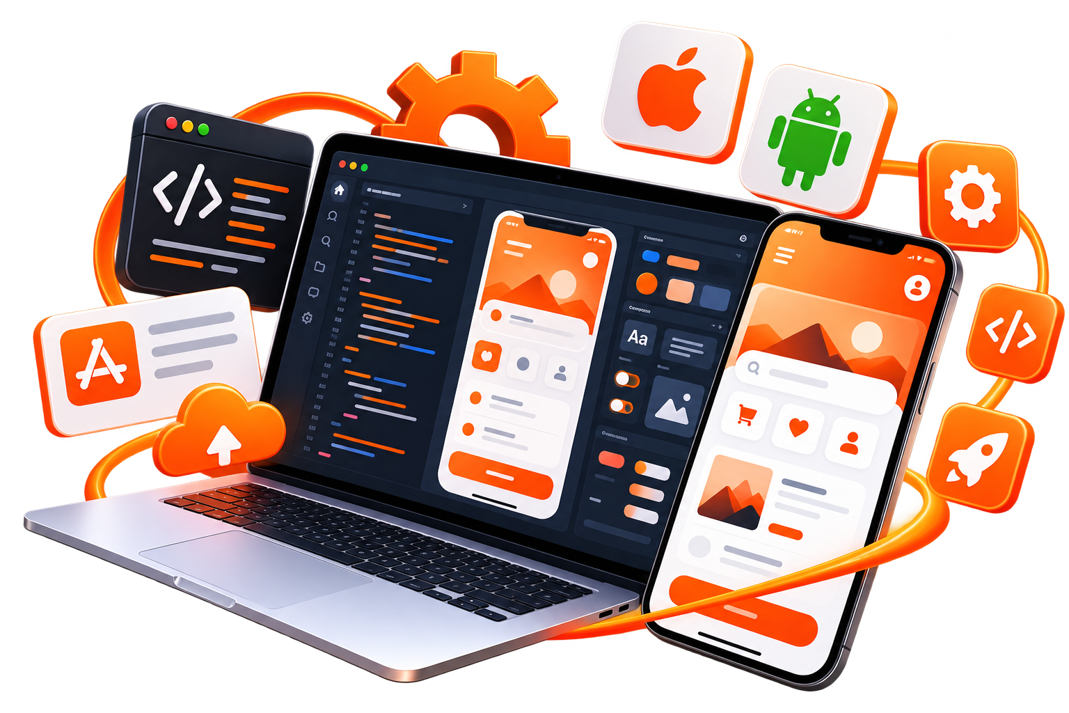 Mobile application development illustration